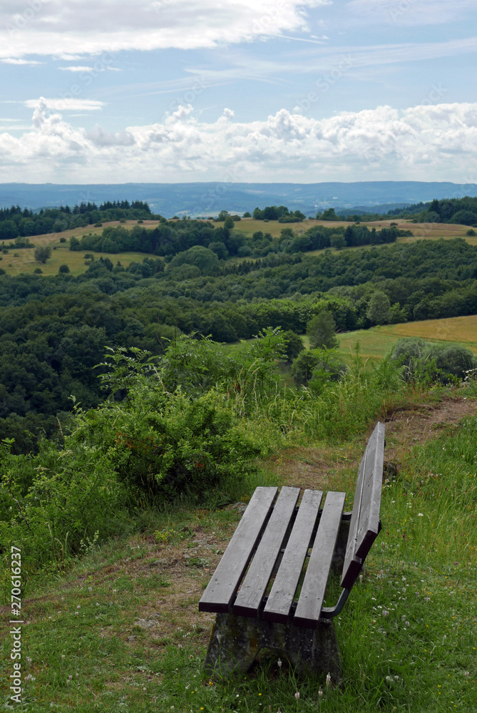 Bench in a middle German hilly landscape Bench in a middle German hilly landscape