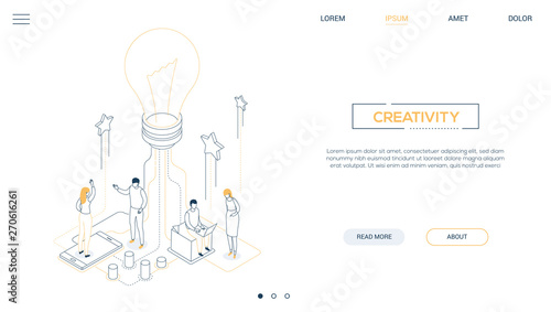 Creativity - line design style isometric web banner