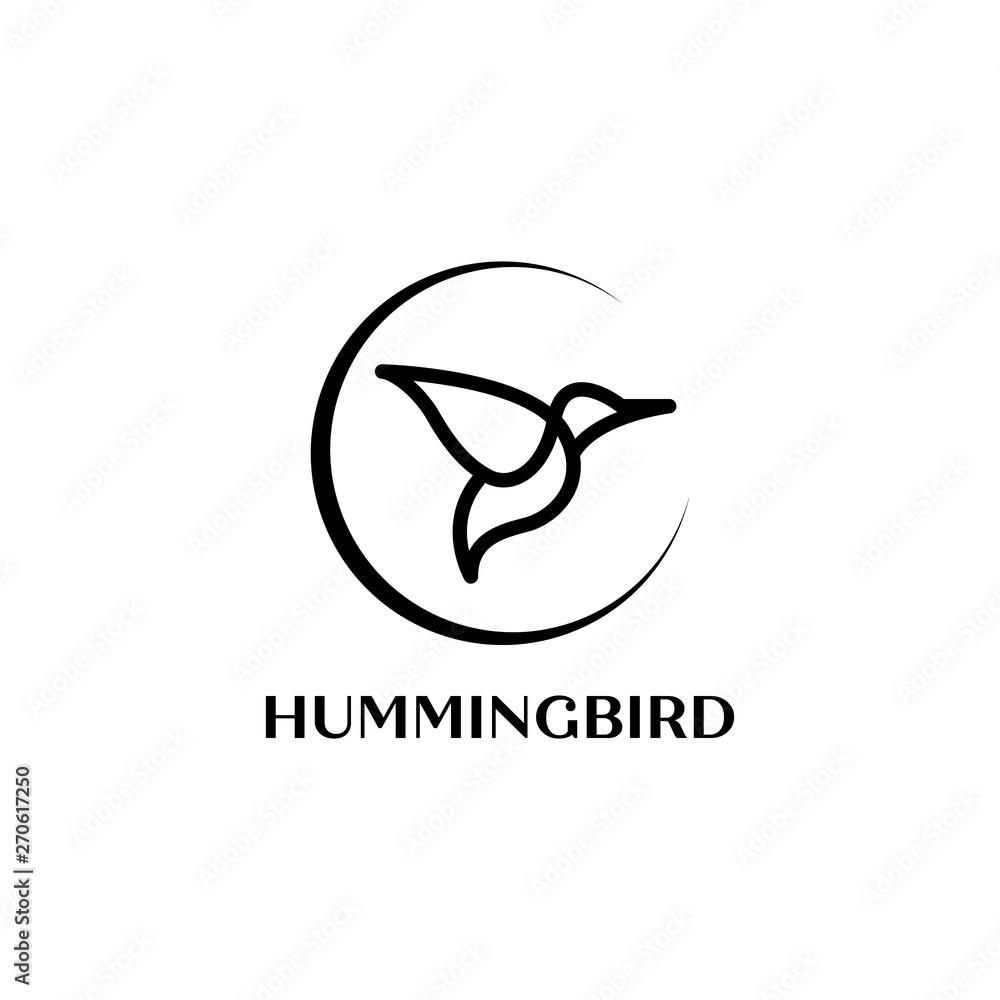 colibri or hummingbird logo design with simple line art logo type colibri or hummingbird logo design with simple line art logo type