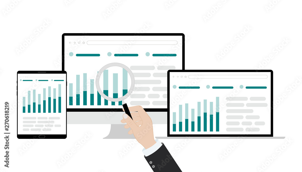 Vector illustration of Data analysis business information research solution concept with Vector illustration of Data analysis business information research solution concept with
