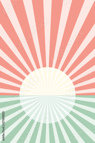 Rising Sun Illustration with bright colors. Water Illustration with a rising sun.