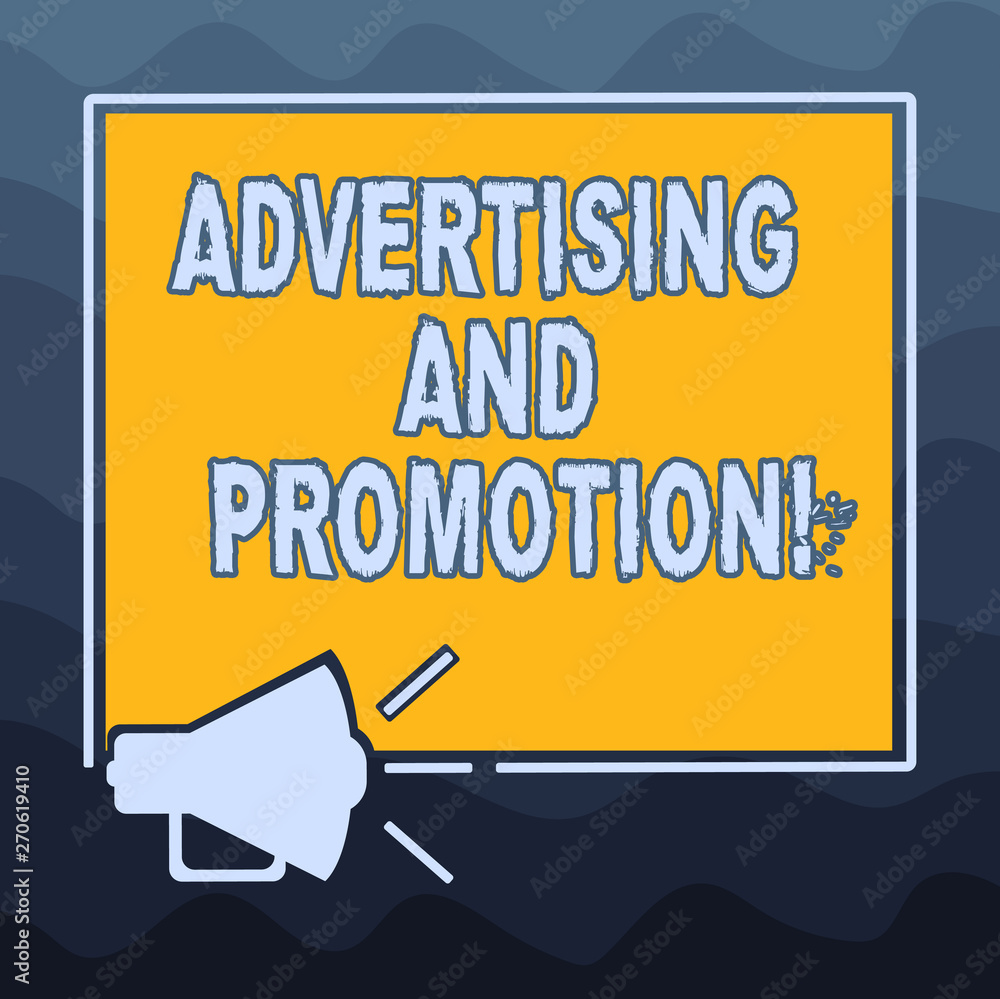 Writing note showing Advertising And Promotion. Business photo showcasing Actions to stimulate customers to buy right now Megaphone Sound icon Outlines Square Loudspeaker Text Space photo Writing note showing Advertising And Promotion. Business photo showcasing Actions to stimulate customers to buy right now Megaphone Sound icon Outlines Square Loudspeaker Text Space photo