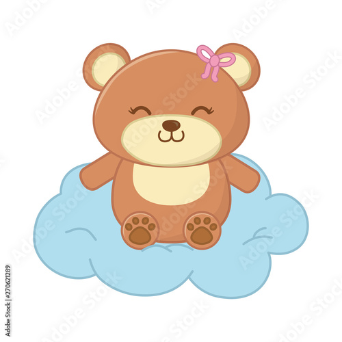 toy bear with cloud vector illustration