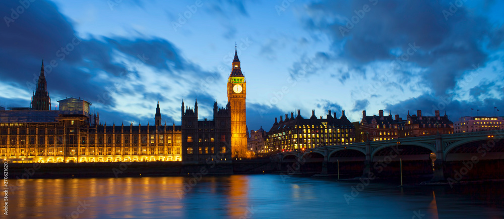 Big Ben and Westminster palace in London at night. abstract colorful image - obrazy, fototapety, plakaty 