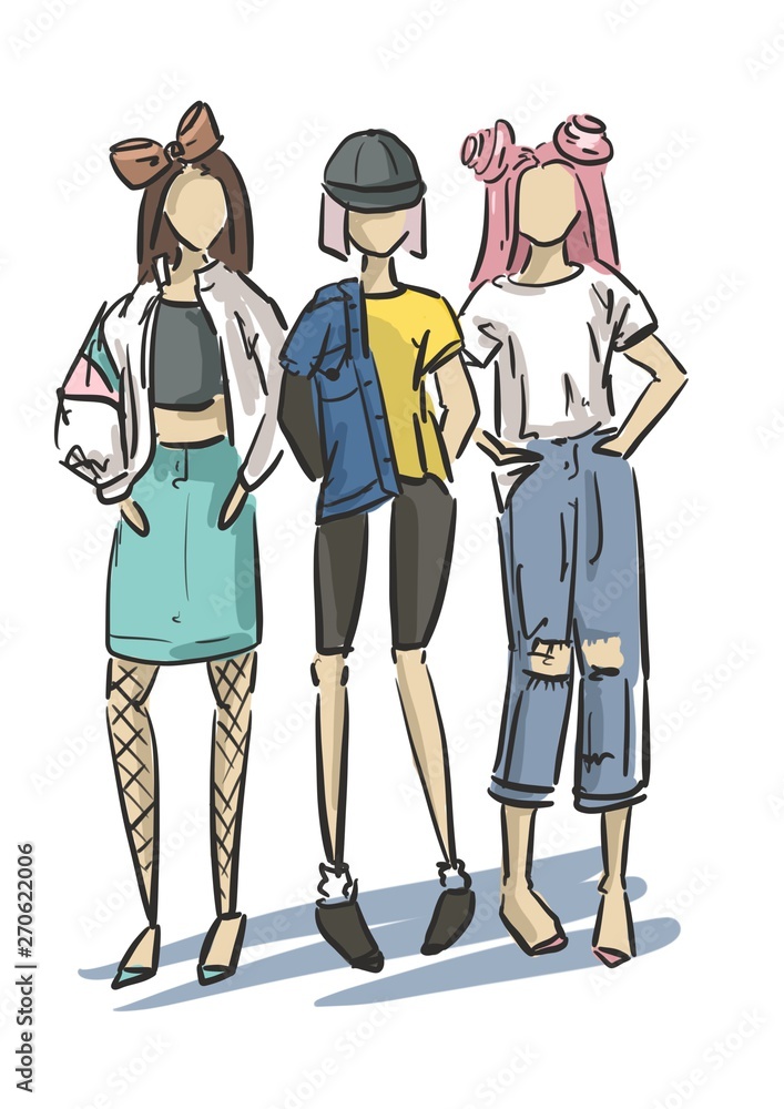 Sketches of clothes and fabric samples fashion illustration fashion isolated on white background Sketches of clothes and fabric samples fashion illustration fashion isolated on white background
