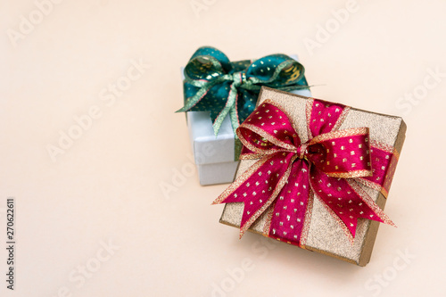 gift boxes red and green box for Holiday Christmas background , thankgiving  Festival.2019 © aboutnuylove