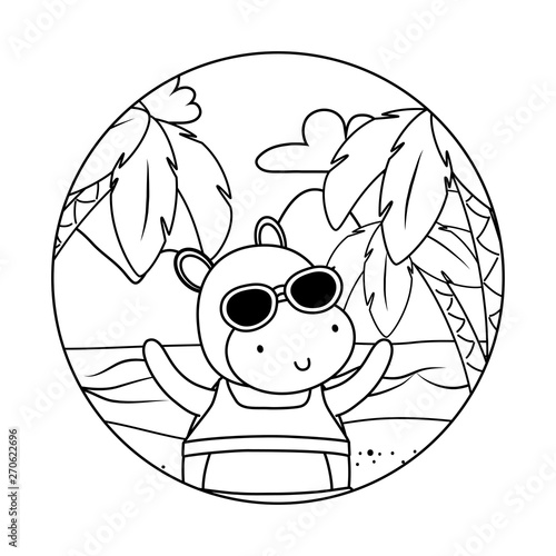 cute animal enjoying summer time cartoon