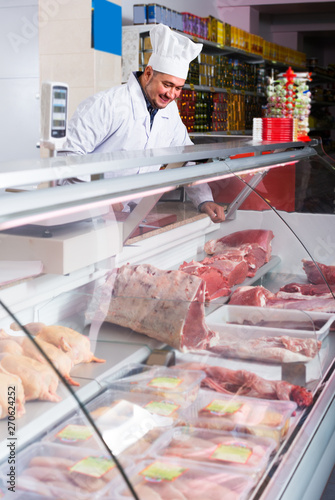 staff selling halal meat