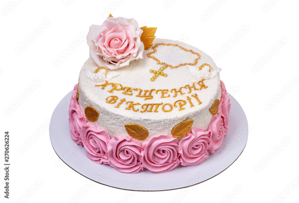 A lovely cake for a little girl at baptism. A lovely cake for a little girl at baptism.