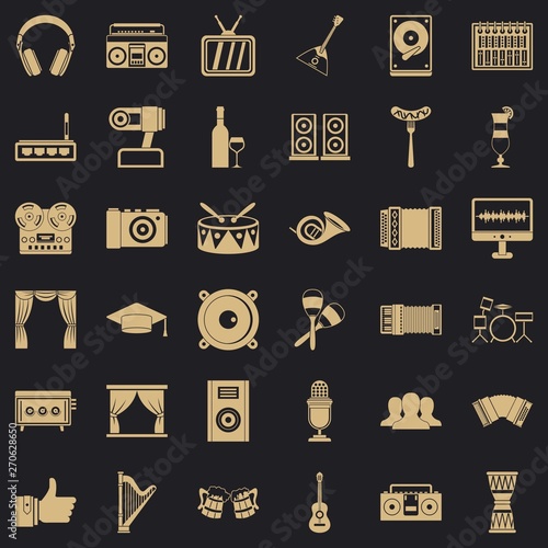 Music icons set. Simple style of 36 music vector icons for web for any design photo