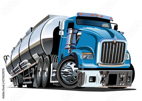 Cartoon semi tanker truck isolated on white background