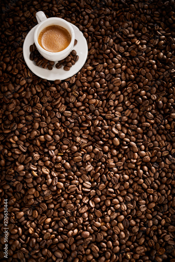 Vertical panorama banner with roasted coffee beans Vertical panorama banner with roasted coffee beans