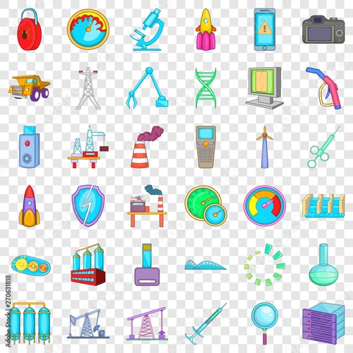 Technical icons set. Cartoon style of 36 technical vector icons for web for any design