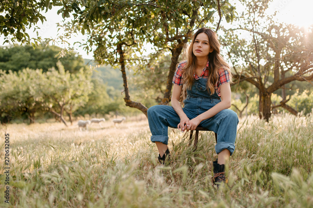 Farm girl in the field Farm girl in the field