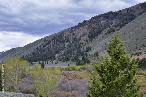 Sun Valley, Badger Canyon in Sawtooth Mountains National Forest Landscape panorama views from Trail Creek Road in Idaho. United States.