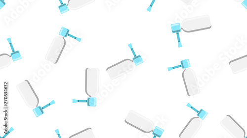 Seamless pattern endless texture of white medical medicinal spray pharmaceutical droplets for nose from a cold and a sore throat on a white background. Vector illustration