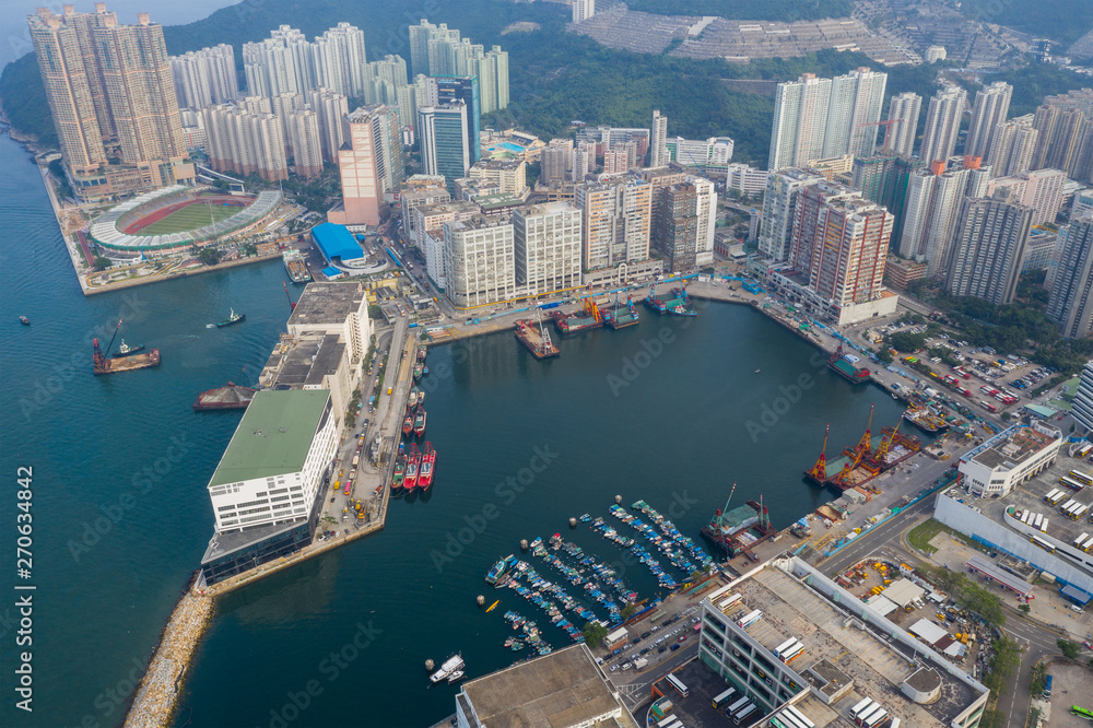 Aerial view of Hong Kong residential district