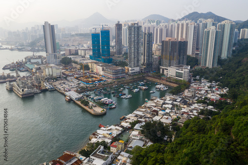 Fototapeta Naklejka Na Ścianę i Meble -  Top view of Hong Kong city