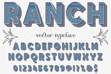 Font alphabet Typeface handcrafted vector label design ranch