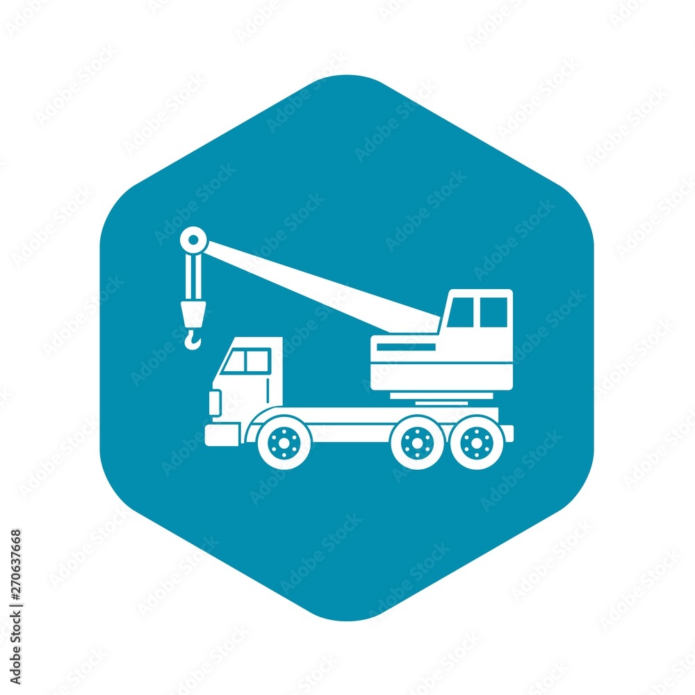 Truck crane icon in simple style isolated vector illustration