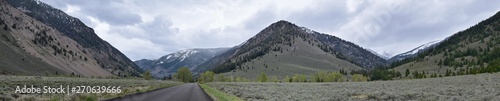 Sun Valley  Badger Canyon in Sawtooth Mountains National Forest Landscape panorama views from Trail Creek Road in Idaho. United States.