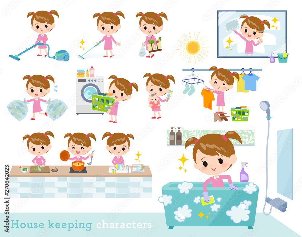 Pink clothing girl_housekeeping Pink clothing girl_housekeeping