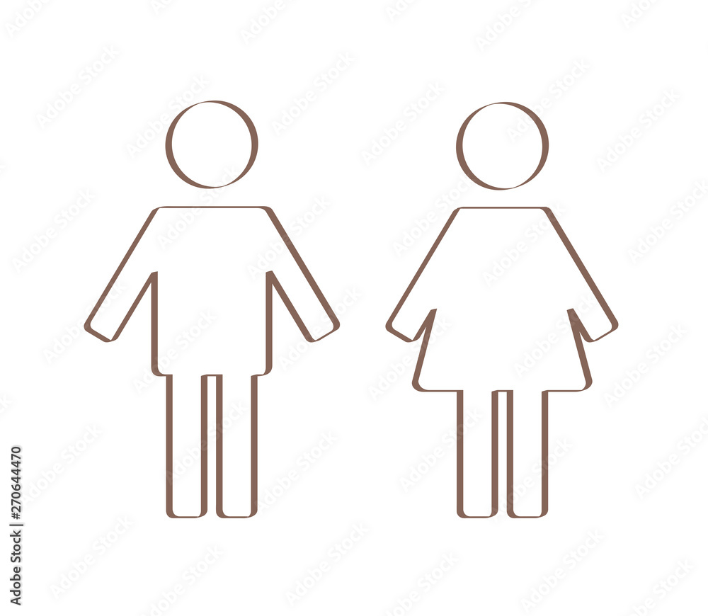Public toilet. Linear silhouette on a white background. Vector illustration. Public toilet. Linear silhouette on a white background. Vector illustration.