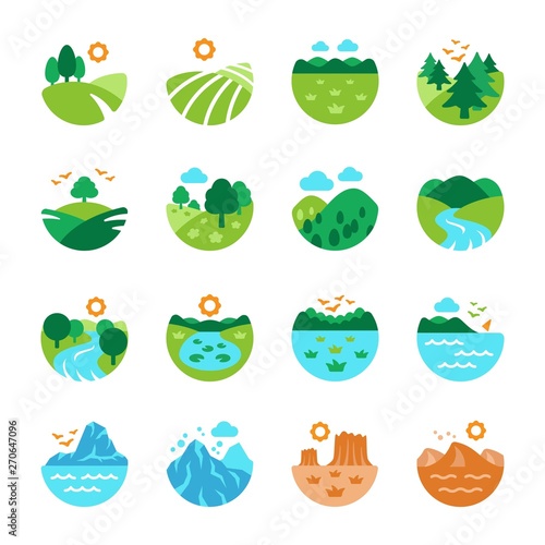 landscape and nature icon set,vector and illustration