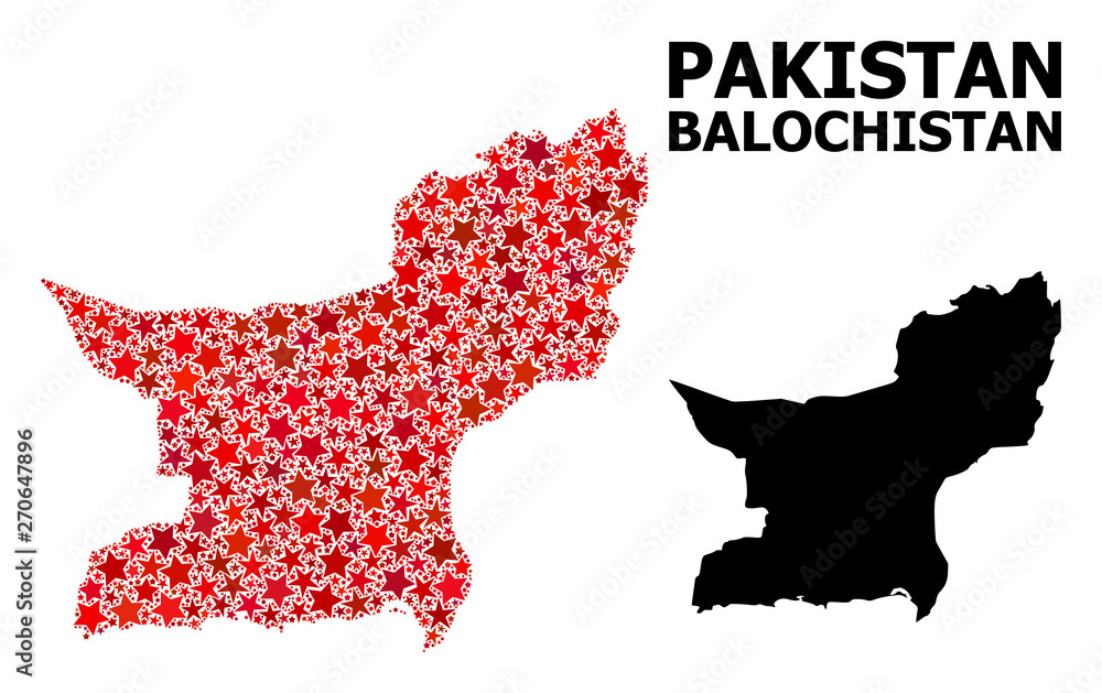 Red Star Mosaic Map of Balochistan Province