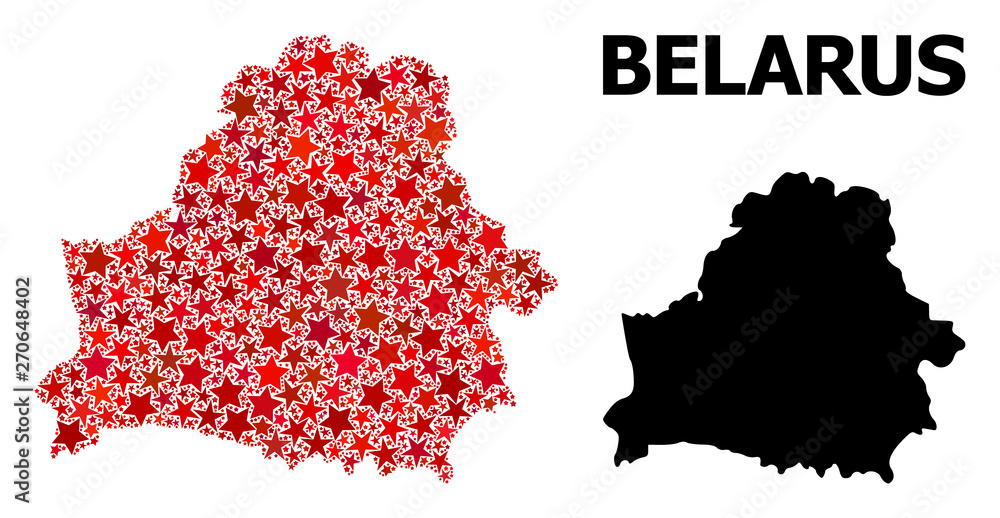 Red Starred Pattern Map of Belarus