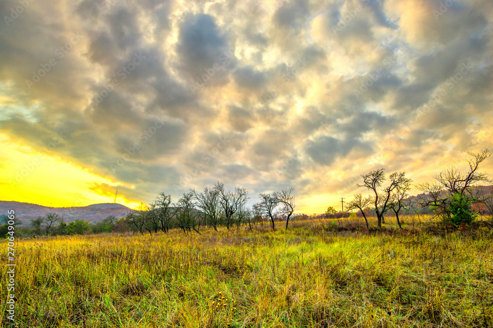 Obraz premium Autumn view near Deva citadel, Romania