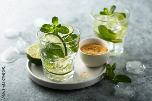 Classic refreshing Mojito cocktail with lime and mint