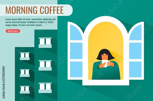 Young Healthy Woman Drink Coffee in the Morning