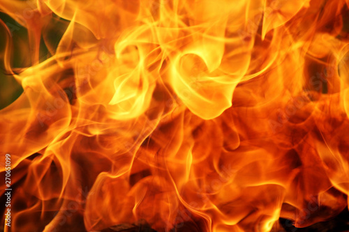 Close-up of the orange powerful flame background