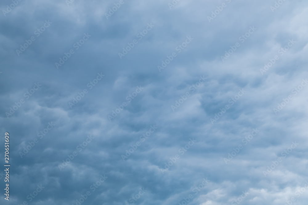 Fluffy clouds in the sky.