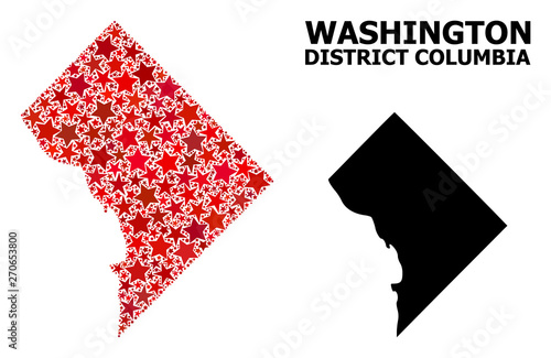 Red Star Pattern Map of District Columbia