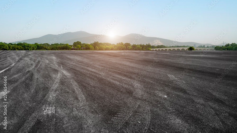 Naklejka premium Road Pavement and Natural Landscape of Landscape..