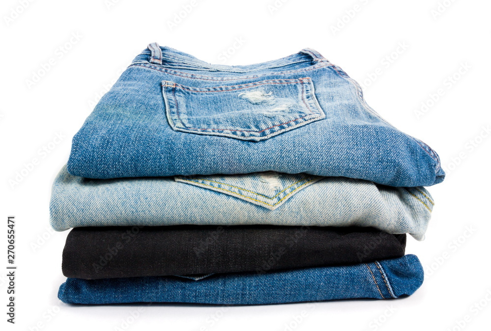 Jeans stack on the white