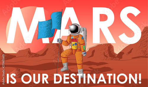 Mars landscape with mountains