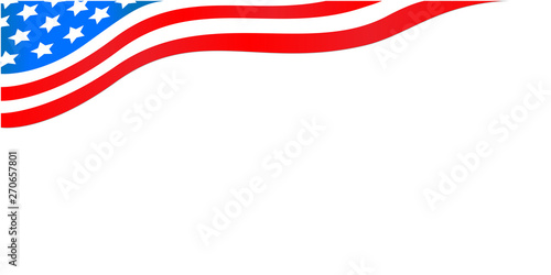 Flowing USA flag banner corner with stars and copy space for your text.