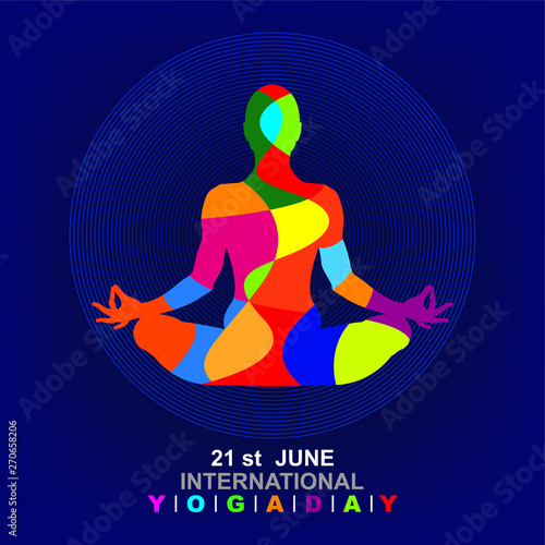 Vector illustration of Hatha yoga ( 'ha' meaning 'sun' and 'tha' meaning 'moon') June 21st international yoga day. Yoga Silhouette Stock Illustration.yoga vector image.