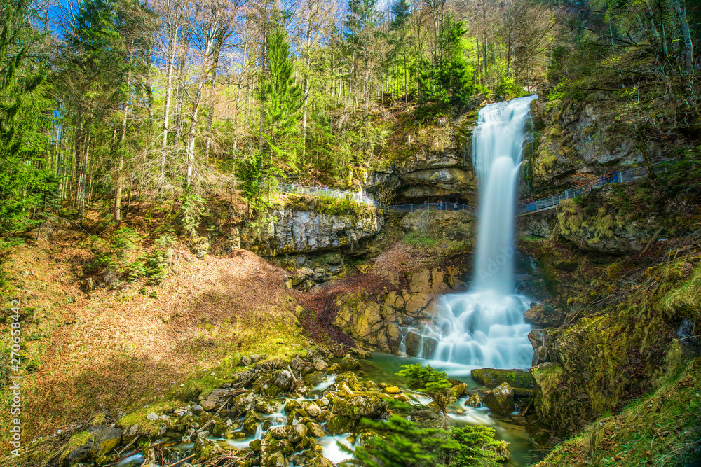Giessbach waterfall on the Brienzersee near Interlaken, Brienz, Switzerland, Europe