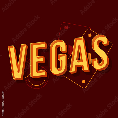 Vegas vintage 3d vector lettering