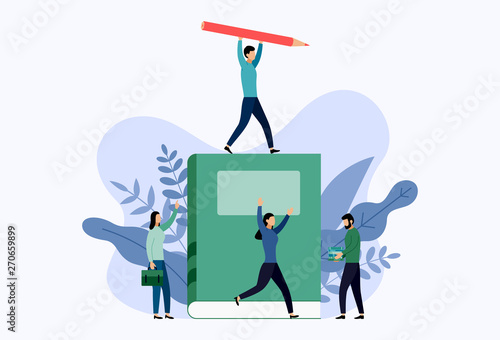 Book library or book festival poster concept banner, education vector illustration