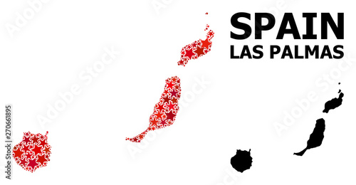 Red Starred Pattern Map of Las Palmas Province