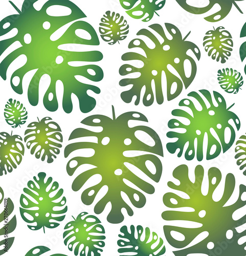 Vector seamless trendy pattern with tropical leaves on the transparent background photo