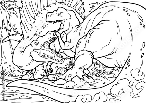 Cartoon Coloring Book - Dinosaurs Characters