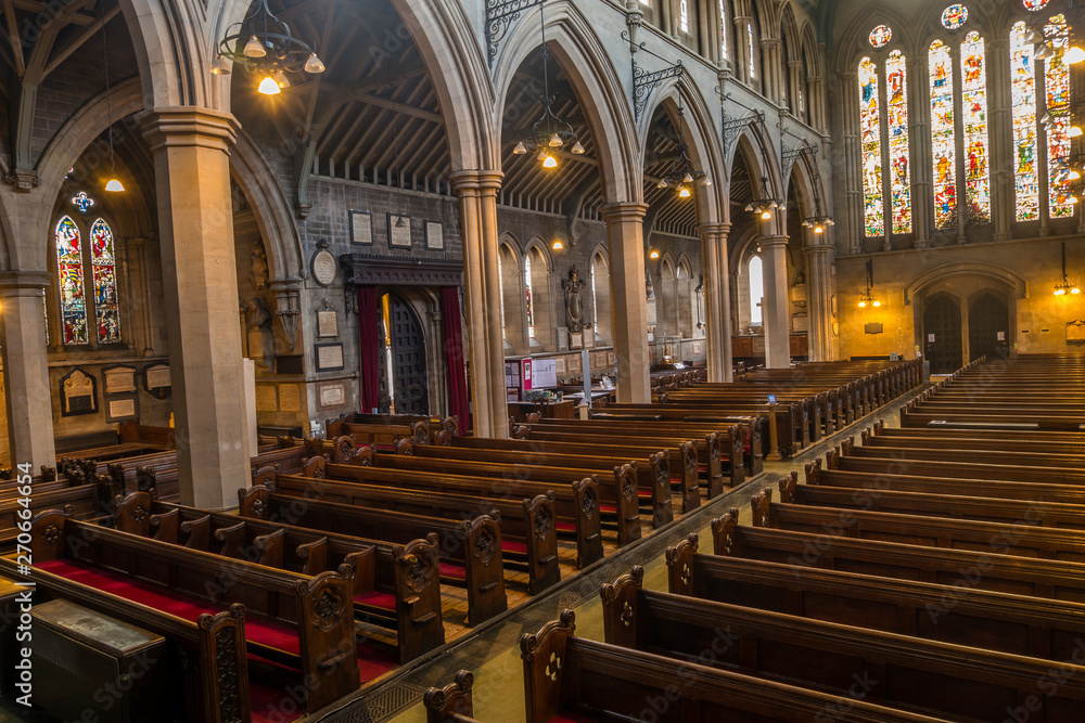 The interior of St Mary Abbot's church on Kensington High Street.
