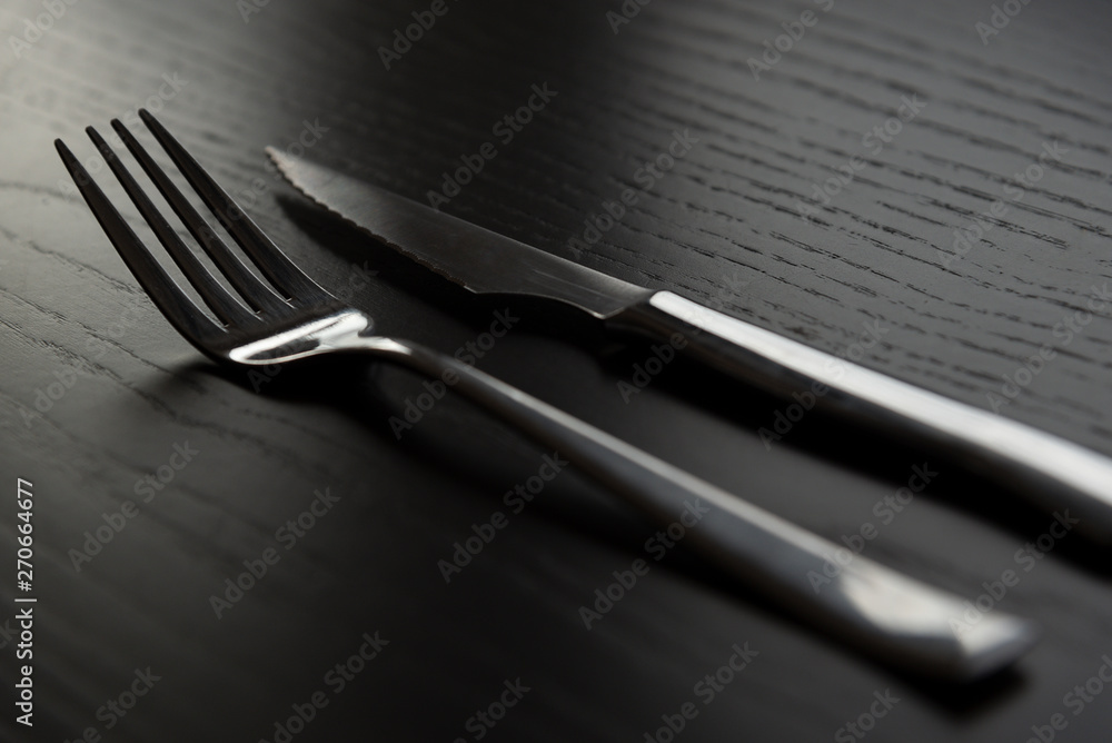 Knife and fork on table Knife and fork on table