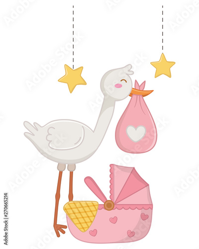 stork with cradle vector illustration photo